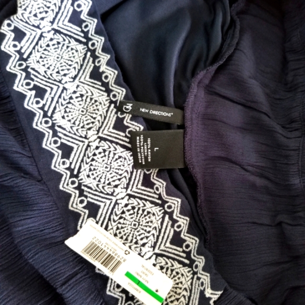 NEW Directions L blue embroidered maxi skirt - Picture 9 of 9